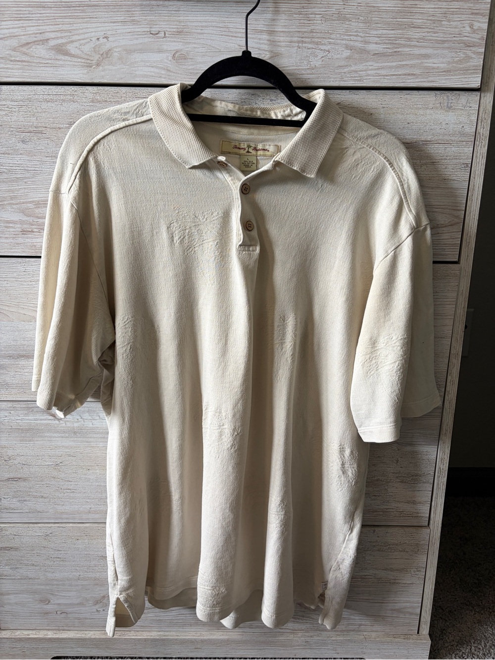 Tommy Bahama Casual Men's Ivory Polo Shirt - Lightweight Short Sleeve